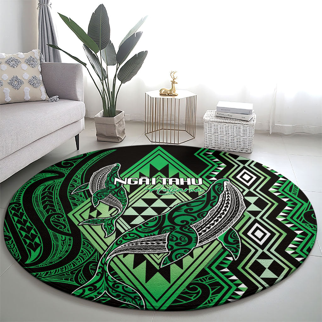 Aotearoa Iwi Ngai Tahu Round Carpet NZ Maori Humpback Whale Taniko Motifs LT14 - Polynesian Pride