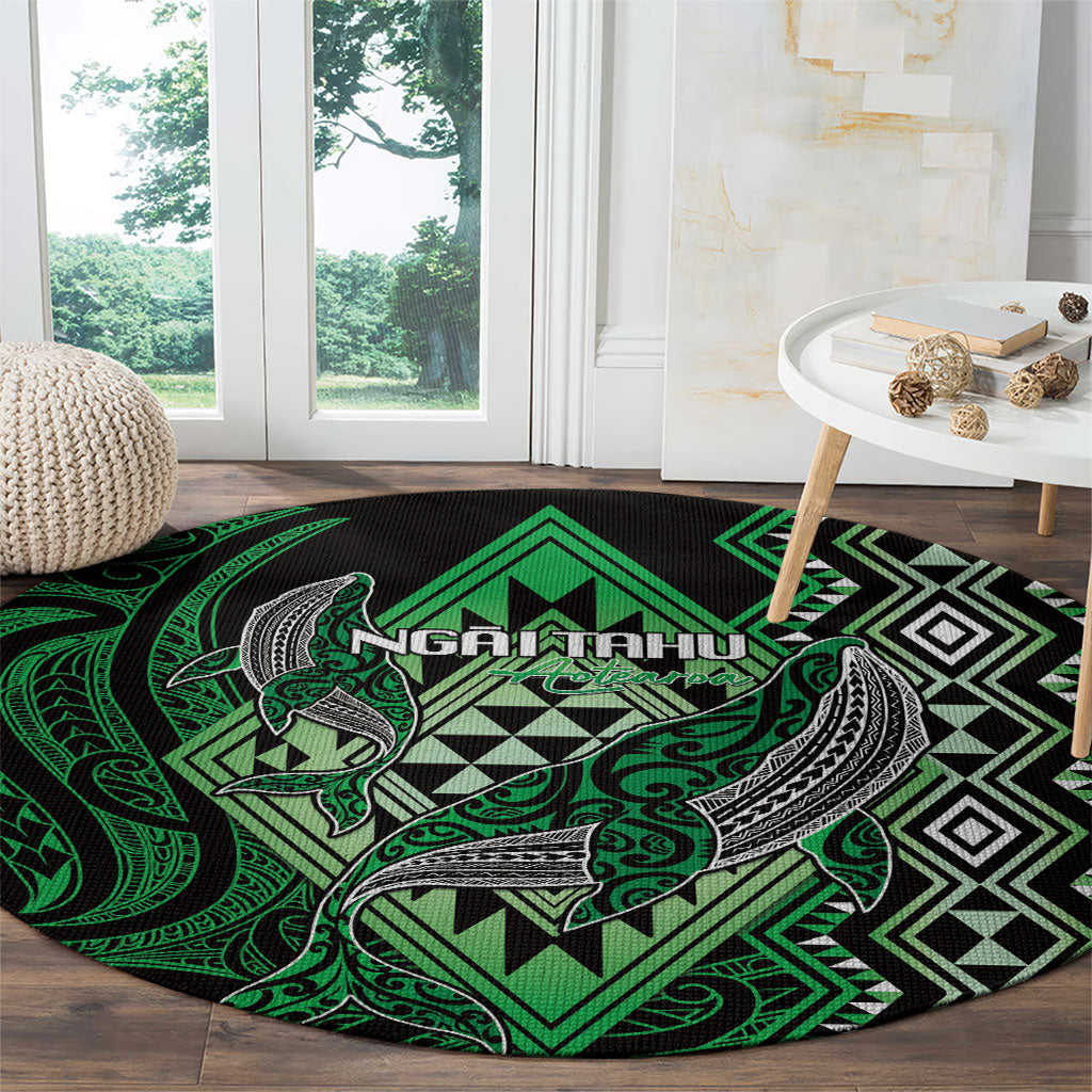 Aotearoa Iwi Ngai Tahu Round Carpet NZ Maori Humpback Whale Taniko Motifs LT14 - Polynesian Pride