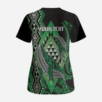 Aotearoa Iwi Ngai Tahu Personalised Scrub Top NZ Maori Humpback Whale Taniko Motifs LT14 - Polynesian Pride