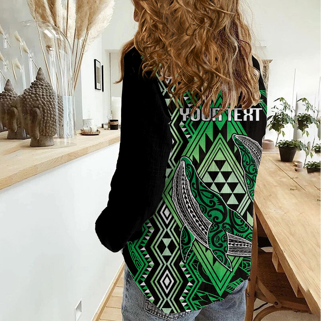 Aotearoa Iwi Ngai Tahu Personalised Women Casual Shirt NZ Maori Humpback Whale Taniko Motifs LT14 - Polynesian Pride