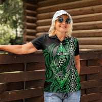 Aotearoa Iwi Ngai Tahu Personalised Women Polo Shirt NZ Maori Humpback Whale Taniko Motifs LT14 - Polynesian Pride