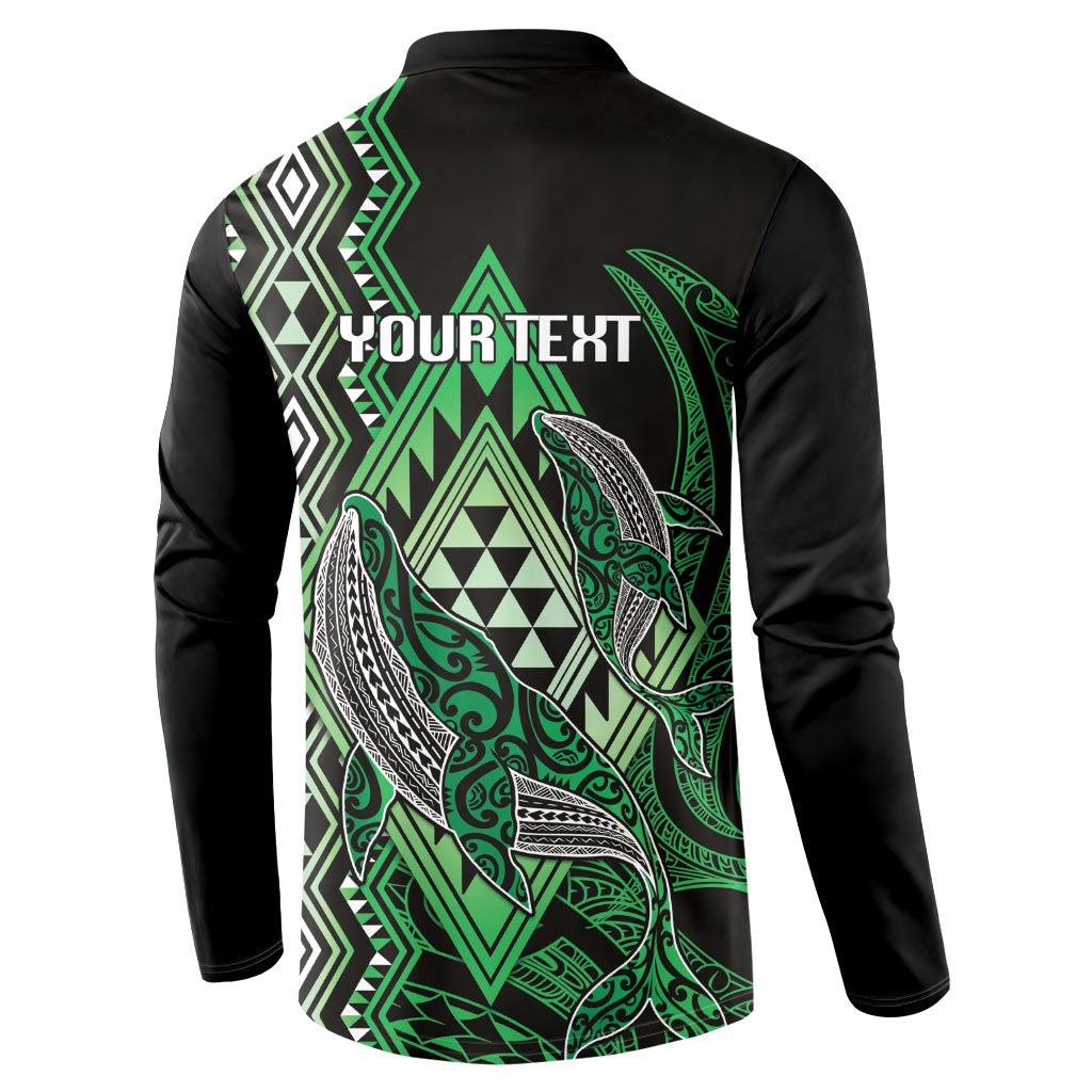 Aotearoa Iwi Ngati Pikiao Personalised Button Sweatshirt NZ Maori Humpback Whale Taniko Motifs LT14 - Polynesian Pride