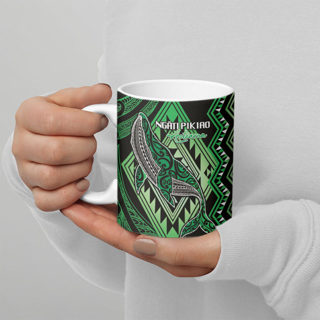 Aotearoa Iwi Ngati Pikiao Personalised Ceramic Mug NZ Maori Humpback Whale Taniko Motifs LT14 - Polynesian Pride