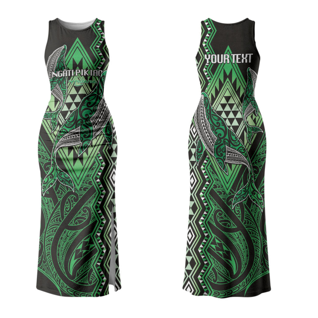 Aotearoa Iwi Ngati Pikiao Personalised Couples Matching Tank Maxi Dress and Long Sleeve Button Shirt NZ Maori Humpback Whale Taniko Motifs LT14 - Polynesian Pride