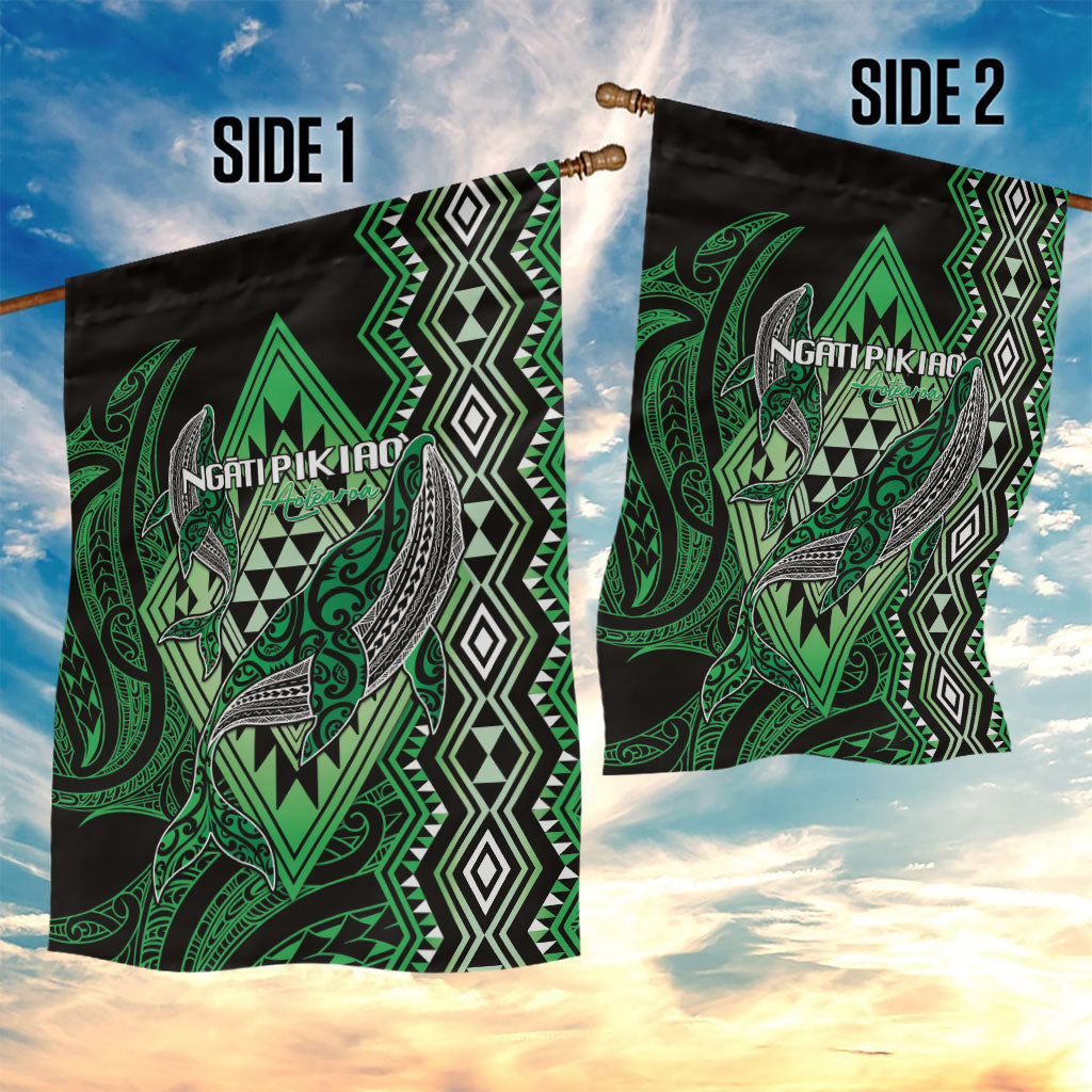 Aotearoa Iwi Ngati Pikiao Garden Flag NZ Maori Humpback Whale Taniko Motifs LT14 - Polynesian Pride