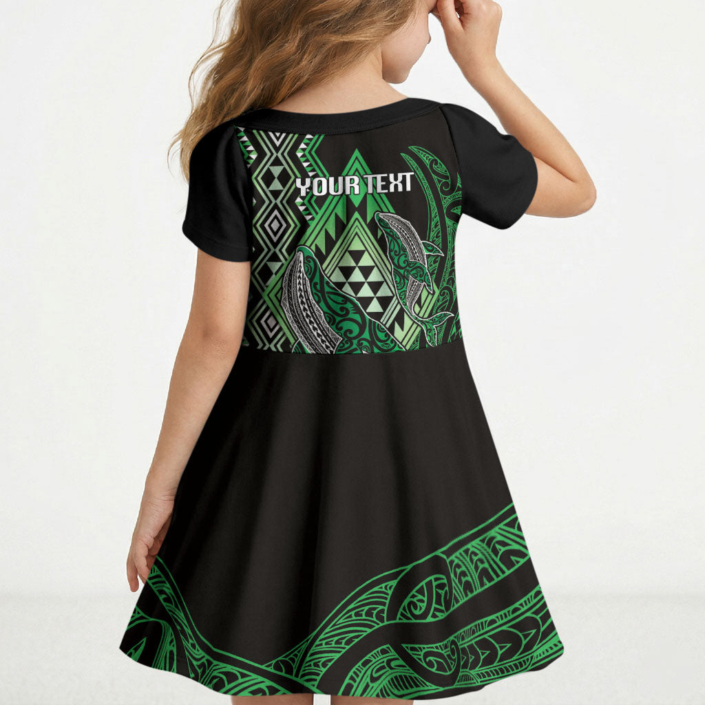 Aotearoa Iwi Ngati Pikiao Personalised Kid Short Sleeve Dress NZ Maori Humpback Whale Taniko Motifs LT14 - Polynesian Pride