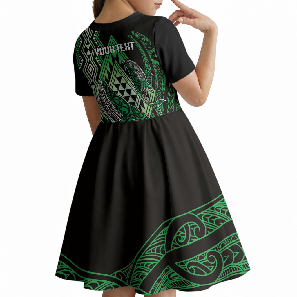 Aotearoa Iwi Ngati Pikiao Personalised Kid Short Sleeve Dress NZ Maori Humpback Whale Taniko Motifs LT14 - Polynesian Pride