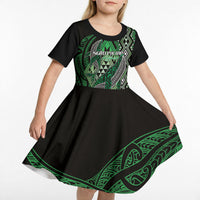 Aotearoa Iwi Ngati Pikiao Personalised Kid Short Sleeve Dress NZ Maori Humpback Whale Taniko Motifs LT14 - Polynesian Pride