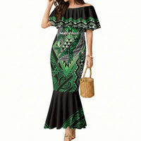 Aotearoa Iwi Ngati Pikiao Personalised Mermaid Dress NZ Maori Humpback Whale Taniko Motifs LT14 Women Green - Polynesian Pride