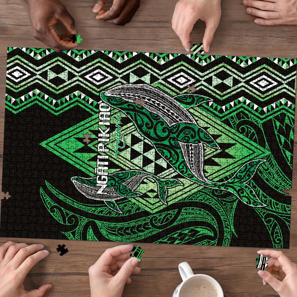 Aotearoa Iwi Ngati Pikiao Puzzle NZ Maori Humpback Whale Taniko Motifs LT14 - Polynesian Pride