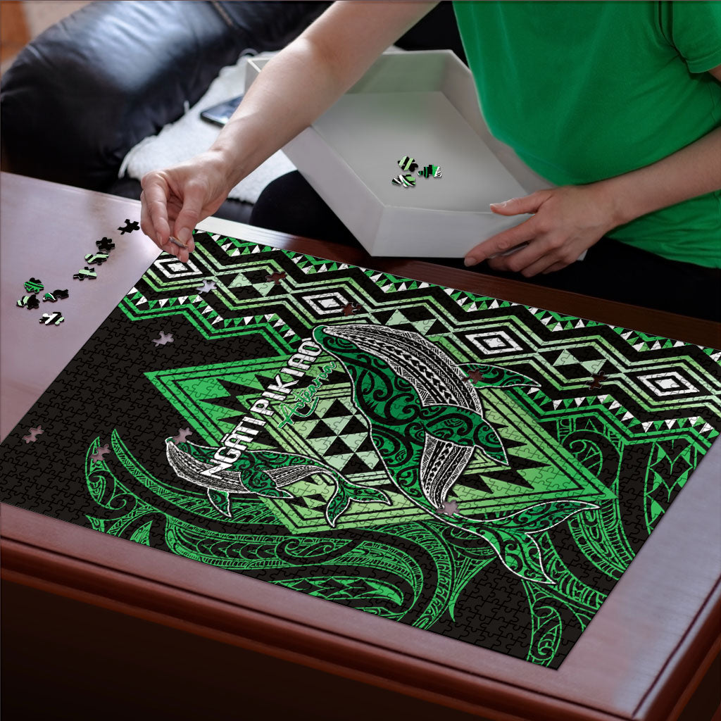 Aotearoa Iwi Ngati Pikiao Puzzle NZ Maori Humpback Whale Taniko Motifs LT14 - Polynesian Pride