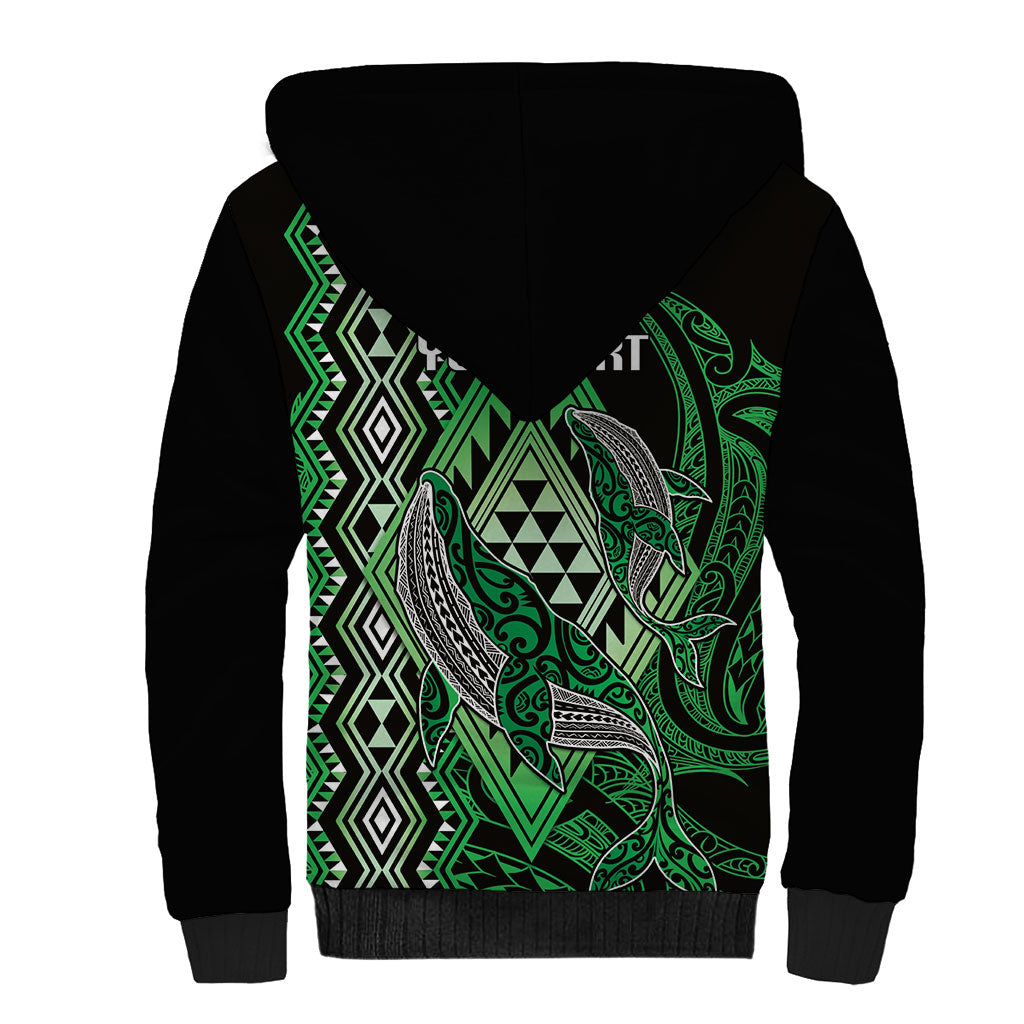 Aotearoa Iwi Ngati Pikiao Personalised Sherpa Hoodie NZ Maori Humpback Whale Taniko Motifs LT14 - Polynesian Pride