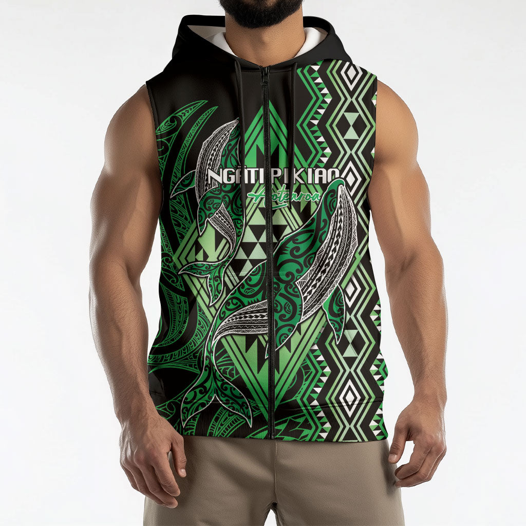 Aotearoa Iwi Ngati Pikiao Personalised Sleeveless Zip Hoodie NZ Maori Humpback Whale Taniko Motifs LT14 - Polynesian Pride