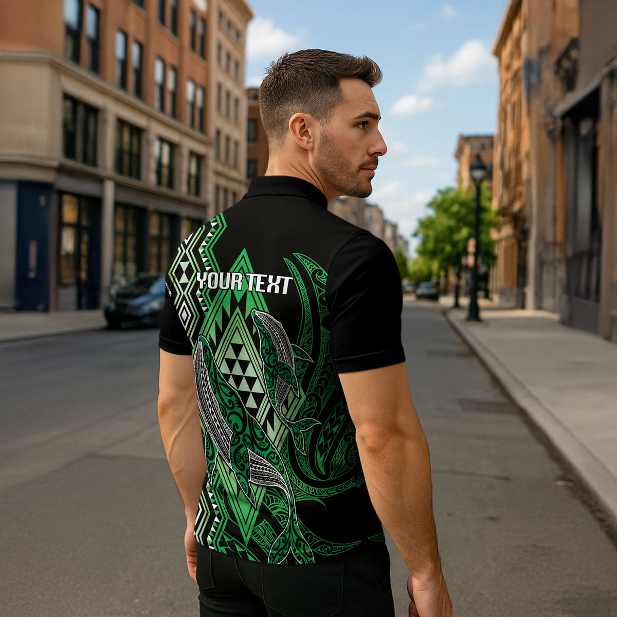 Aotearoa Iwi Ngati Pikiao Personalised Zipper Polo Shirt NZ Maori Humpback Whale Taniko Motifs LT14 - Polynesian Pride