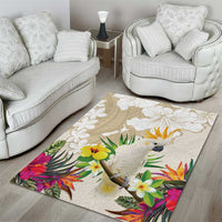 New Zealand Cacatua Galerita Area Rug Aotearoa Cockatoo Tropical Flowers LT14 - Polynesian Pride