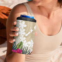 New Zealand Cacatua Galerita 4 in 1 Can Cooler Tumbler Aotearoa Cockatoo Tropical Flowers LT14 - Polynesian Pride