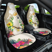New Zealand Cacatua Galerita Car Seat Cover Aotearoa Cockatoo Tropical Flowers LT14 One Size Beige - Polynesian Pride