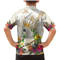 New Zealand Cacatua Galerita Family Matching Mermaid Dress and Hawaiian Shirt Aotearoa Cockatoo Tropical Flowers LT14 - Polynesian Pride