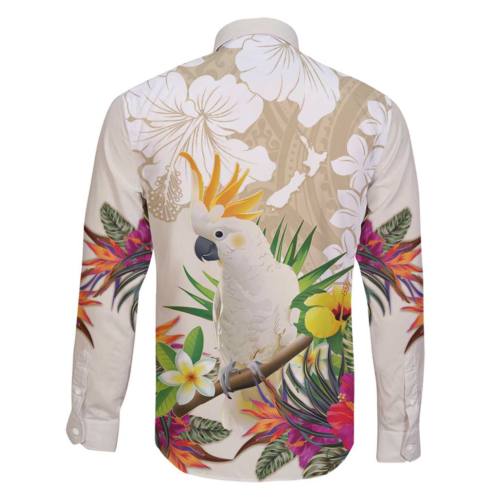 New Zealand Cacatua Galerita Family Matching Mermaid Dress and Hawaiian Shirt Aotearoa Cockatoo Tropical Flowers LT14 - Polynesian Pride