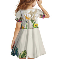 New Zealand Cacatua Galerita Family Matching Off The Shoulder Long Sleeve Dress and Hawaiian Shirt Aotearoa Cockatoo Tropical Flowers LT14 - Polynesian Pride