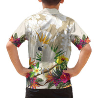 New Zealand Cacatua Galerita Family Matching Puletasi and Hawaiian Shirt Aotearoa Cockatoo Tropical Flowers LT14 - Polynesian Pride
