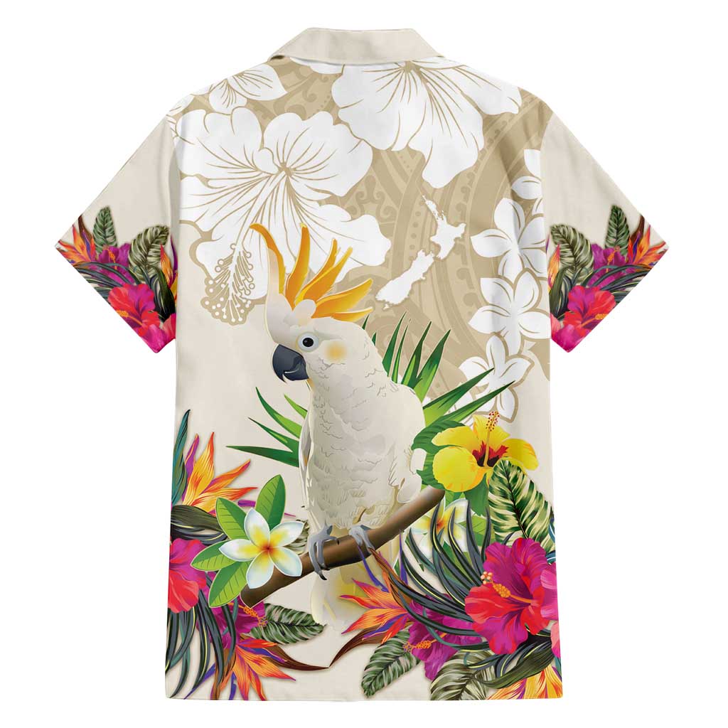 New Zealand Cacatua Galerita Family Matching Summer Maxi Dress and Hawaiian Shirt Aotearoa Cockatoo Tropical Flowers LT14 - Polynesian Pride