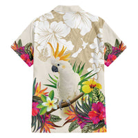 New Zealand Cacatua Galerita Family Matching Tank Maxi Dress and Hawaiian Shirt Aotearoa Cockatoo Tropical Flowers LT14 - Polynesian Pride