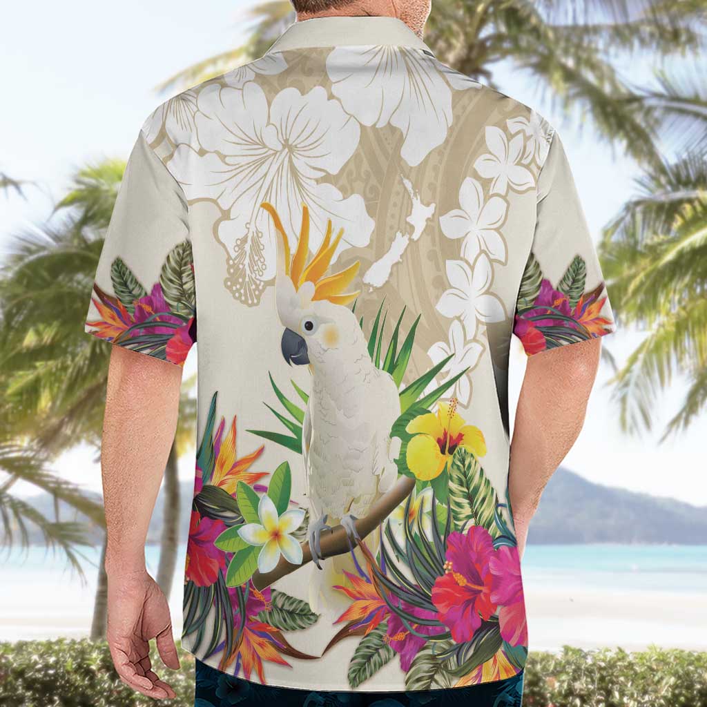 New Zealand Cacatua Galerita Hawaiian Shirt Aotearoa Cockatoo Tropical Flowers LT14 - Polynesian Pride