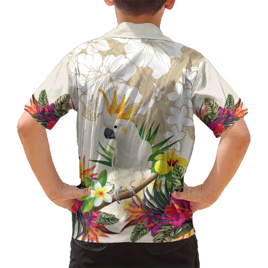 New Zealand Cacatua Galerita Hawaiian Shirt Aotearoa Cockatoo Tropical Flowers LT14 - Polynesian Pride