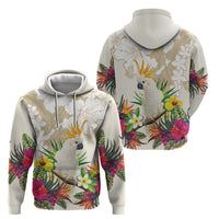 New Zealand Cacatua Galerita Hoodie Aotearoa Cockatoo Tropical Flowers LT14 - Polynesian Pride