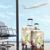 New Zealand Cacatua Galerita Luggage Cover Aotearoa Cockatoo Tropical Flowers LT14 - Polynesian Pride