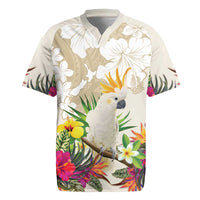 New Zealand Cacatua Galerita Rugby Jersey Aotearoa Cockatoo Tropical Flowers LT14 Beige - Polynesian Pride