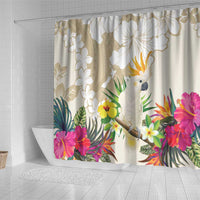 New Zealand Cacatua Galerita Shower Curtain Aotearoa Cockatoo Tropical Flowers LT14 - Polynesian Pride
