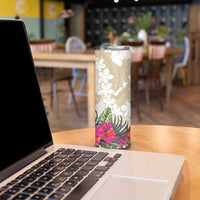 New Zealand Cacatua Galerita Skinny Tumbler Aotearoa Cockatoo Tropical Flowers LT14 - Polynesian Pride