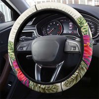 New Zealand Cacatua Galerita Steering Wheel Cover Aotearoa Cockatoo Tropical Flowers LT14 - Polynesian Pride