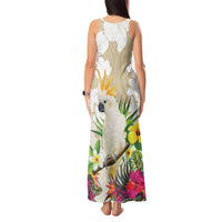 New Zealand Cacatua Galerita Tank Maxi Dress Aotearoa Cockatoo Tropical Flowers LT14 - Polynesian Pride
