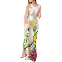 New Zealand Cacatua Galerita Tank Maxi Dress Aotearoa Cockatoo Tropical Flowers LT14 - Polynesian Pride