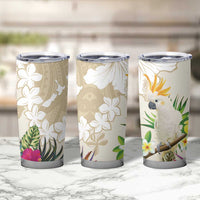 New Zealand Cacatua Galerita Tumbler Cup Aotearoa Cockatoo Tropical Flowers LT14 - Polynesian Pride