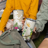 New Zealand Cacatua Galerita Tumbler Cup Aotearoa Cockatoo Tropical Flowers LT14 - Polynesian Pride