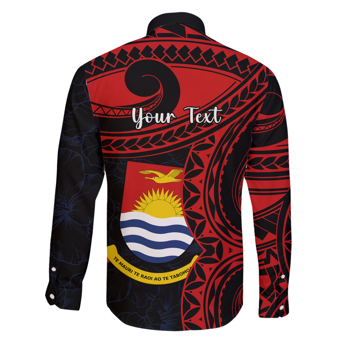 Personalised Kiribati Human Rights Day Family Matching Short Sleeve Bodycon Dress and Hawaiian Shirt Coat Of Arms With Polynesian Tropical Flowers LT14 - Polynesian Pride