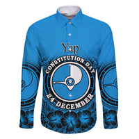 Personalised Yap Constitution Day Family Matching Off Shoulder Maxi Dress and Hawaiian Shirt FSM Seal Happy 24 December LT14 Dad's Shirt - Long Sleeve Blue - Polynesian Pride