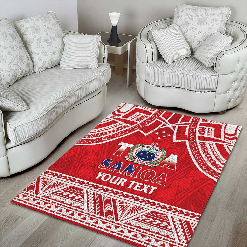 Samoa Rugby Custom Area Rug Toa Samoa Pacific Sporty Red - Polynesian Pride