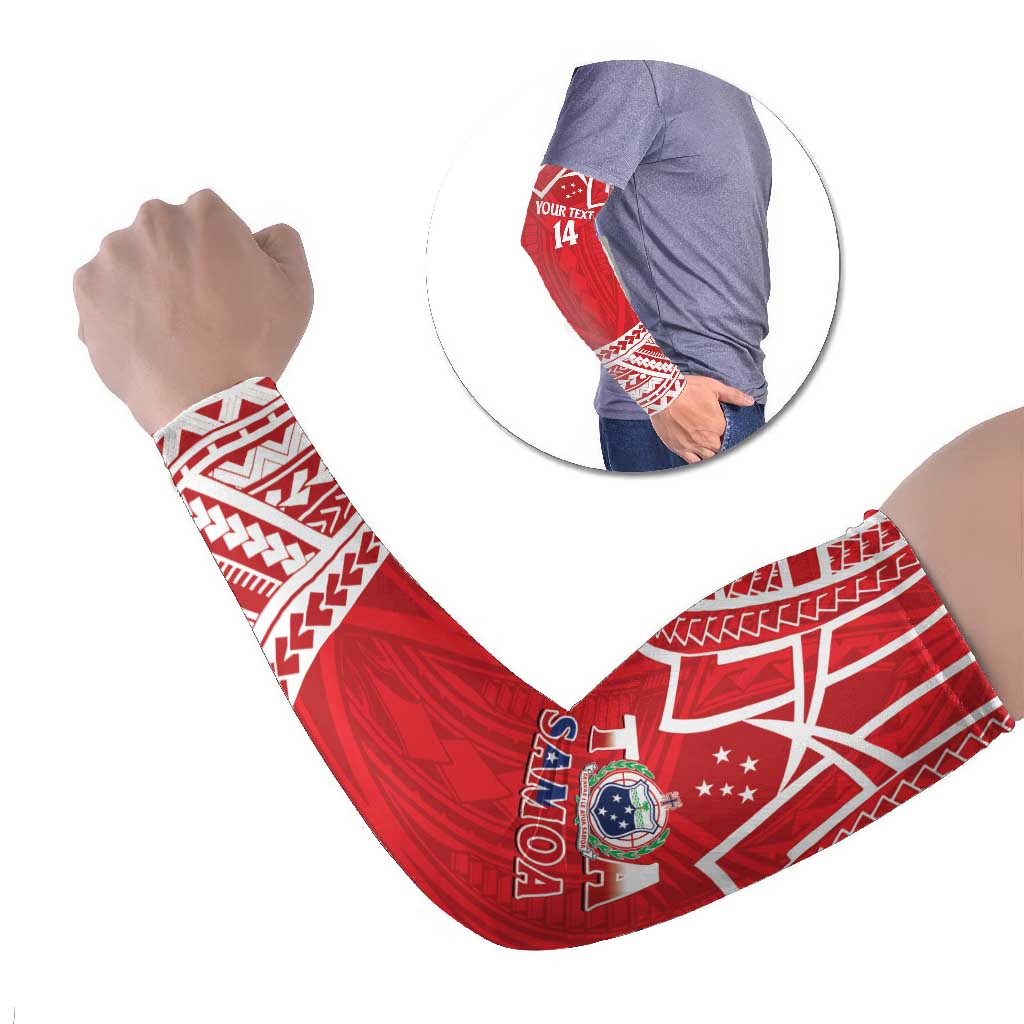 Samoa Rugby Custom Arm Sleeves Toa Samoa Pacific Sporty Red - Polynesian Pride