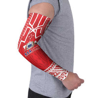 Samoa Rugby Custom Arm Sleeves Toa Samoa Pacific Sporty Red - Polynesian Pride