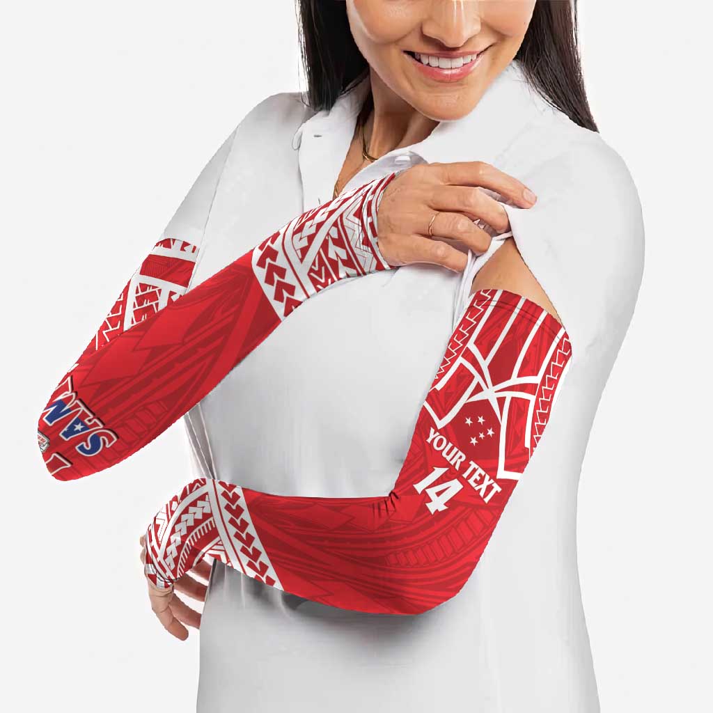 Samoa Rugby Custom Arm Sleeves Toa Samoa Pacific Sporty Red - Polynesian Pride