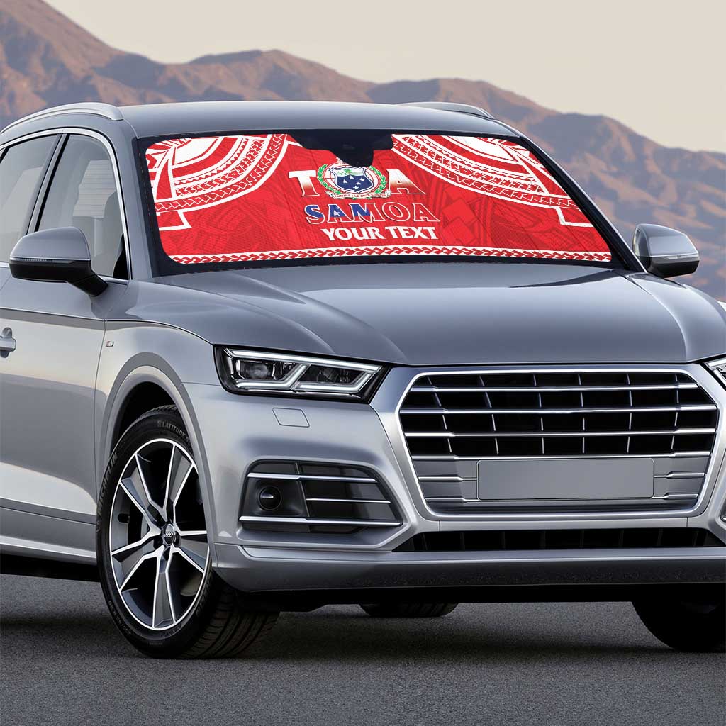 Samoa Rugby Custom Auto Sun Shade Toa Samoa Pacific Sporty Red - Polynesian Pride