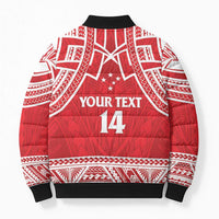 Samoa Rugby Custom Bomber Puffer Jacket Toa Samoa Pacific Sporty Red - Polynesian Pride