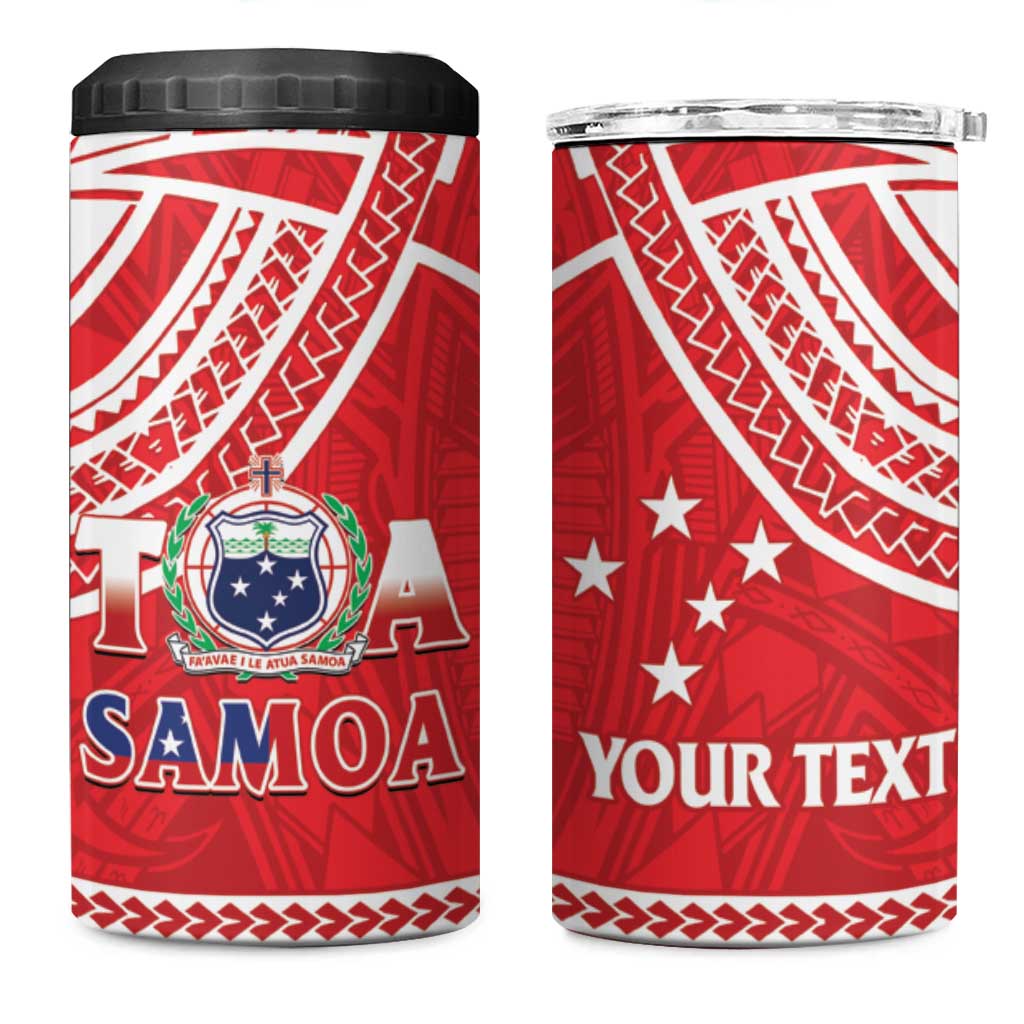 Samoa Rugby Custom 4 in 1 Can Cooler Tumbler Toa Samoa Pacific Sporty Red - Polynesian Pride