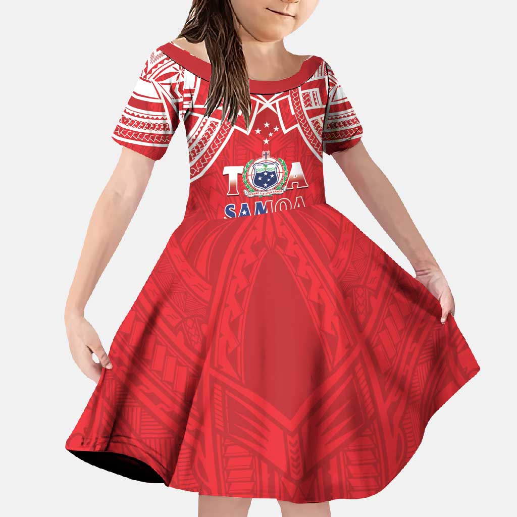Samoa Rugby Custom Family Matching Long Sleeve Bodycon Dress and Hawaiian Shirt Toa Samoa Pacific Sporty Red - Polynesian Pride