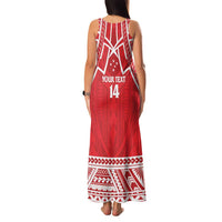 Samoa Rugby Custom Family Matching Tank Maxi Dress and Hawaiian Shirt Toa Samoa Pacific Sporty Red - Polynesian Pride